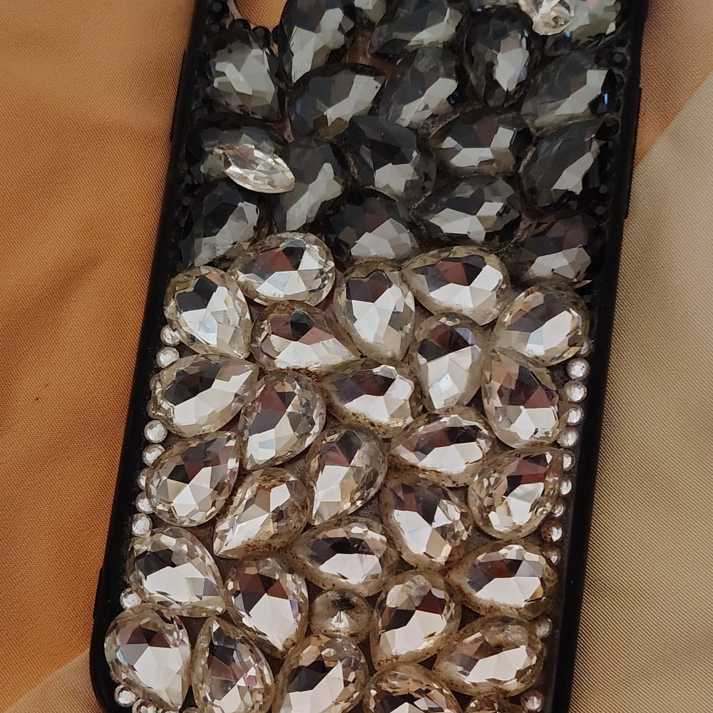 Iphone 8 Plus.  Crystal Embellished Black and Silver Phone Case